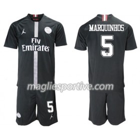 Completo Calcio Paris Saint Germain Marquinhos 5 Jordan Giallo Bambino Divisa Terza 2018/2019